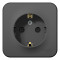 BLANCA О/У РОЗЕТКА с заземлением со шторк. ИЗОЛ.ПЛ., 16А, 250В, АНТРАЦИТ