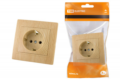 Розетка 2П+З 16А 250В "ЭКО" (сосна) "Таймыр" TDM Electric, SQ1814-0212