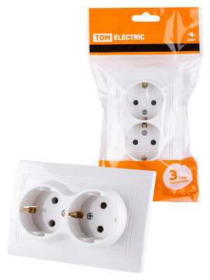 Розетка двойная 2П+З 16А 250В белая "Таймыр" TDM Electric, SQ1814-0014