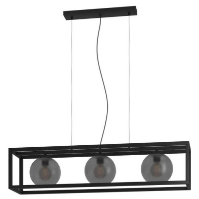 390215 Люстра ARANGONA, 3X40W (E27), сталь, черный  / стекло, серый матовый