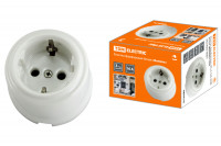 Розетка фарфоровая 2П+З 16А 250В белая «Болонь» TDM Electric, SQ1820-0007 Розетка фарфоровая 2П+З 16А 250В белая «Болонь» TDM Electric, SQ1820-0007