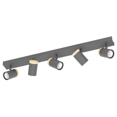 39649 Спот CARTAGENA, GU10, 5Х4,5W, 5Х345lm, L820, B65, сталь, дерево, черный, коричневый