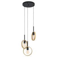 43551 Подвесной потолочный светильник (люстра) IPSDEN, 3Х40W, E27, H1300, ?300, сталь/дерево, черный