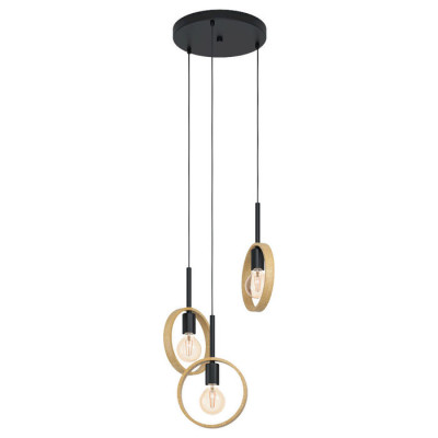 43551 Подвесной потолочный светильник (люстра) IPSDEN, 3Х40W, E27, H1300, ?300, сталь/дерево, черный