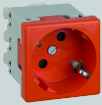 Simon SConnect Розетка 2К+З, 16А 250В, 45х45мм, безвинтовые клеммы, оранжевый, K11-7