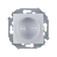 Simon Simon15 Розетка со шторками 2К 16А 250В~, винт. зажим, алюминий, 1591444-033