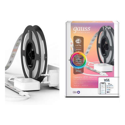 Лента Gauss Smart Home 12W 1000lm 3000-6000К 100-240V IP20 3м RGBW+изм.цвет.темп.+дим. LED 1/20, 5010122