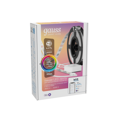 Gauss Лента Smart Home 12W 1000lm 3000-6000К 100-240V IP20 3м RGBW+изм.цвет.темп.+дим. LED, 5010122