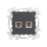 Simon Розетка 2хRJ45 кат 5е UTP, графит, 2450593-038