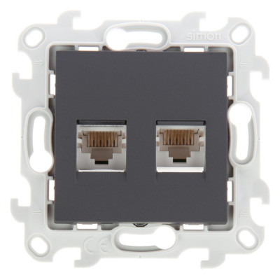 Simon Розетка 2хRJ45 кат 5е UTP, графит, 2450593-038