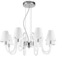 Lightstar 760086 (MD10341-8А) Люстра подв. BIANCO 8х40W G9 ХРОМ БЕЛ. стекло (в комплекте)