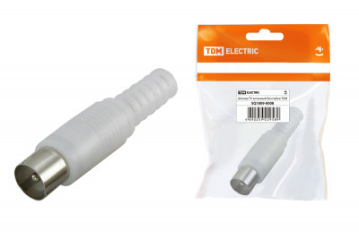 Штекер TV антенный пласт. без пайки белый, инд. упаковка TDM Electric, SQ1809-0008