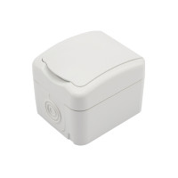 Розетка одноместная (керамика) Mini OG IP54 с/з, о/у, белая KRANZ, KR-78-0605