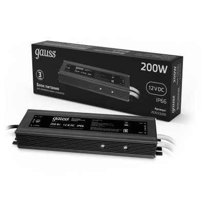 Блок питания Gauss 200W 12V IP66 1/15, 202023200