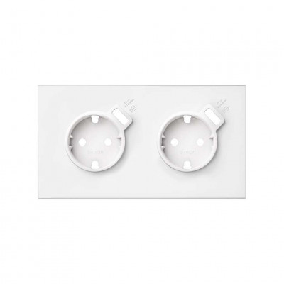 Simon 10020211-230 Кит 2 поста, фронт. Накладка на 2 розетки Schuko с з/у USB SC цвета белый матовый S100