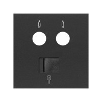 Simon 10000072-238 Накладка розетки комбинированной R-TV+SAT + RJ45 цвета черный матовый S100