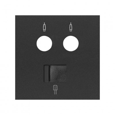 Simon 10000072-238 Накладка розетки комбинированной R-TV+SAT + RJ45 цвета черный матовый S100