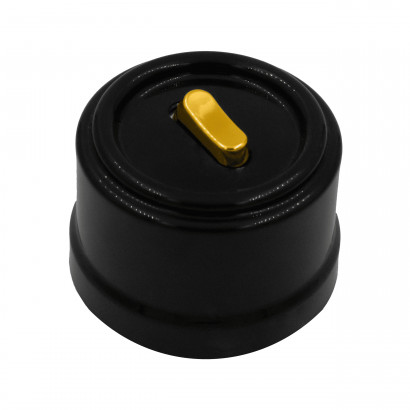 Bironi Кнопка (одноклавишная), пластик, цвет Черный, Золото, B1-220-23-G-PB