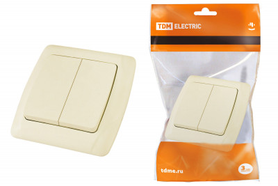 Выключатель 2 кл. 10А сл. кость "Онега" TDM Electric, SQ1805-0031