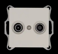 Розетка TV+FM ?9.5mm оконечная с накладкой, цвет Тауп, G6204T, Jasmart Electric