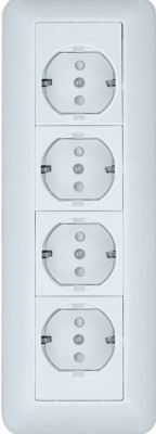 ПРИМА О/У РОЗЕТКА 4-мест. с зазем. со шт.МОНТ.ПЛ.16А 250В, БЕЛЫЙ,розн.уп.Россия