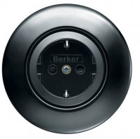 Berker Розетка 2к+З, глянцевый черный, серия 1930