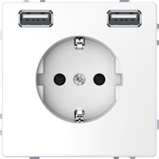 MTN2366-6035 - MERTEN D-Life РОЗЕТКА силовая 16 A с зарядкой USB A+A 2,4 A, БЕЛЫЙ ЛОТОС, Schneider Electric