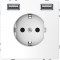 MTN2366-6035 - MERTEN D-Life РОЗЕТКА силовая 16 A с зарядкой USB A+A 2,4 A, БЕЛЫЙ ЛОТОС, Schneider Electric