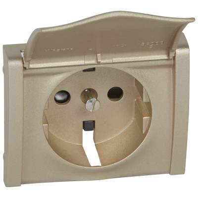 Legrand Лицевая панель - Galea Life - для розетки 2К+З - с защитными шторками + крышка - Titanium, 771422