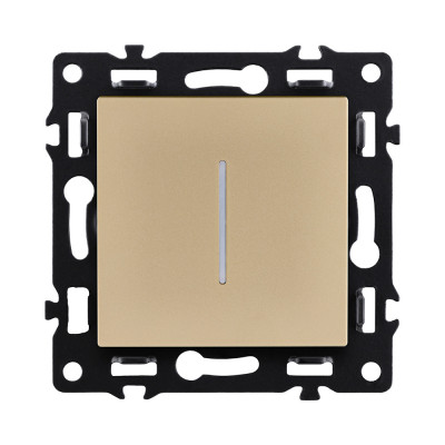 Выключатель 1-клавишный 10А/250В с LED подсветкой, золотой Kollinger Asthetik AS-007GD