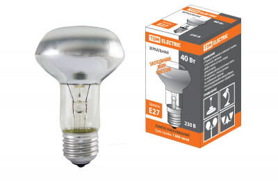 Лампа накаливания зеркальная R63-40 Вт-230 В-Е27 TDM Electric, SQ0332-0029