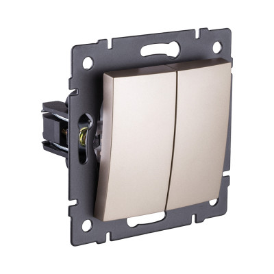 Выключатель 2-клавишный 10А/250В, изогнутый, золотой Kollinger REA-R-007GD для Aspekt, Eleganz, Reflex