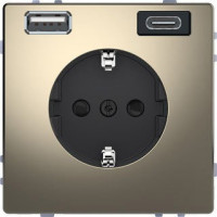 MERTEN D-Life РОЗЕТКА силовая 16 A с зарядкой USB A+C 3 A, НИКЕЛЬ