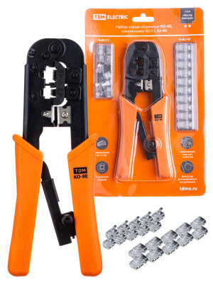 Набор: клещи обжимные KO-9E (RJ-11/45), наконечники RJ-11(10 шт), RJ-45(10 шт), «МастерЭлектрик» TDM Electric, SQ1001-0207