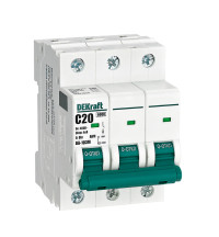 DEKraft Авт. выкл. без теплозащиты 3P 20А х-ка C 6кА ВА-103M