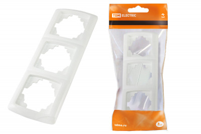 Рамка 3-х постовая вертикальная белая "Онега" TDM Electric, SQ1805-0028
