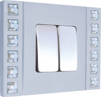 Fede Выключатель 2-клавишный, цвет Bright Chrome, made with Swarovski Elements, серия  Sand