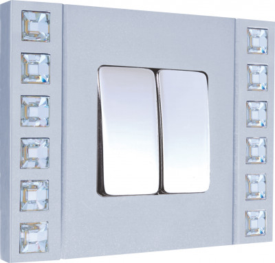 Fede Выключатель 2-клавишный, цвет Bright Chrome, made with Swarovski Elements, серия  Sand