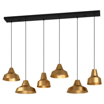 390017 Подвесной потолочный светильник (люстра) SAVARVA, 6x40W, E27, L1455, B405, H1300, сталь, черный//сталь, золотой