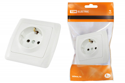 Розетка 2П+З 16А 250В белая "Онега" TDM Electric, SQ1805-0016
