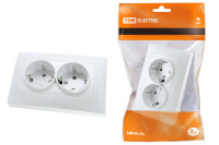 Розетка двойная 2П+З 16А 250В с защ. шт. белая "Лама" TDM Electric, SQ1815-0013