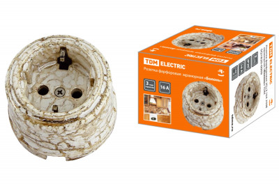 Розетка фарфоровая 2П+З 16А 250В мраморная «Болонь» TDM Electric, SQ1820-0009