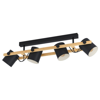 43558 Спот HORNWOOD, 4Х28W, E27, L1000, B190, H275, сталь/дерево, черный/коричневый