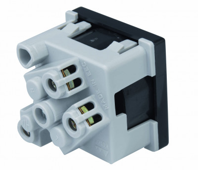 Simon SConnect Розетка 2К+З, 16А 250В, 45х45мм, винтовые клеммы, алюминий, K01-8