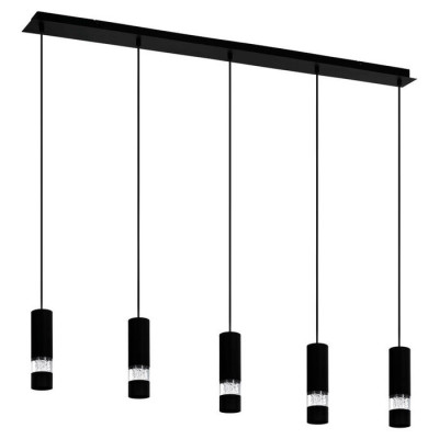 39706 Светодиодный подвес BERNABETA, 1х5W(GU10), L1165, B95, H1500, сталь, черный/пластик, прозрачны