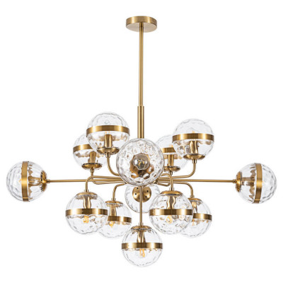 Arte Lamp DELACRUA, Люстра, цвет арматуры - ПОЛИРОВАННАЯ МЕДЬ, цвет плафона/декора - ПРОЗРАЧНЫЙ, 13х40W E14, A7770SP-13PB