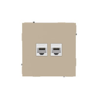 DKC KANT Компьютерная розетка RJ-45 без шторки, кат.5е двойная, ванильный марципан, 7015664