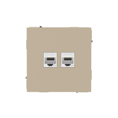 DKC KANT Компьютерная розетка RJ-45 без шторки, кат.5е двойная, ванильный марципан, 7015664