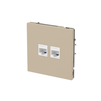 DKC KANT Компьютерная розетка RJ-45 без шторки, кат.5е двойная, ванильный марципан, 7015664
