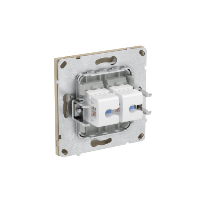 DKC KANT Компьютерная розетка RJ-45 без шторки, кат.5е двойная, ванильный марципан, 7015664
